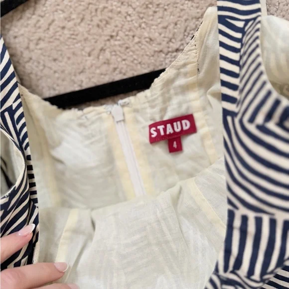 STAUD black and Cream Striped Dress - Picture 4 of 6